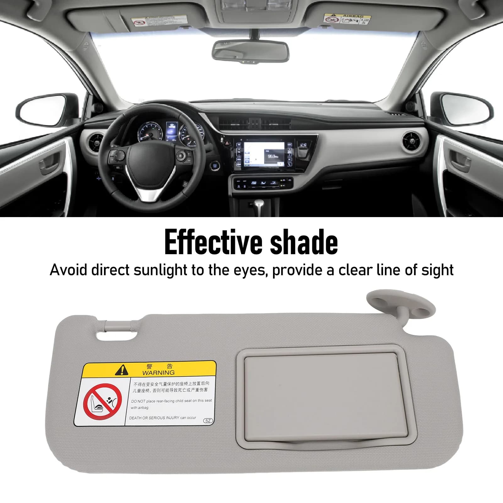 Right Sun Visor Replacement Front Right Sun Visor 7431002G40B0 Gray Passenger Side Sun Visor Sunshade Interior Accessories