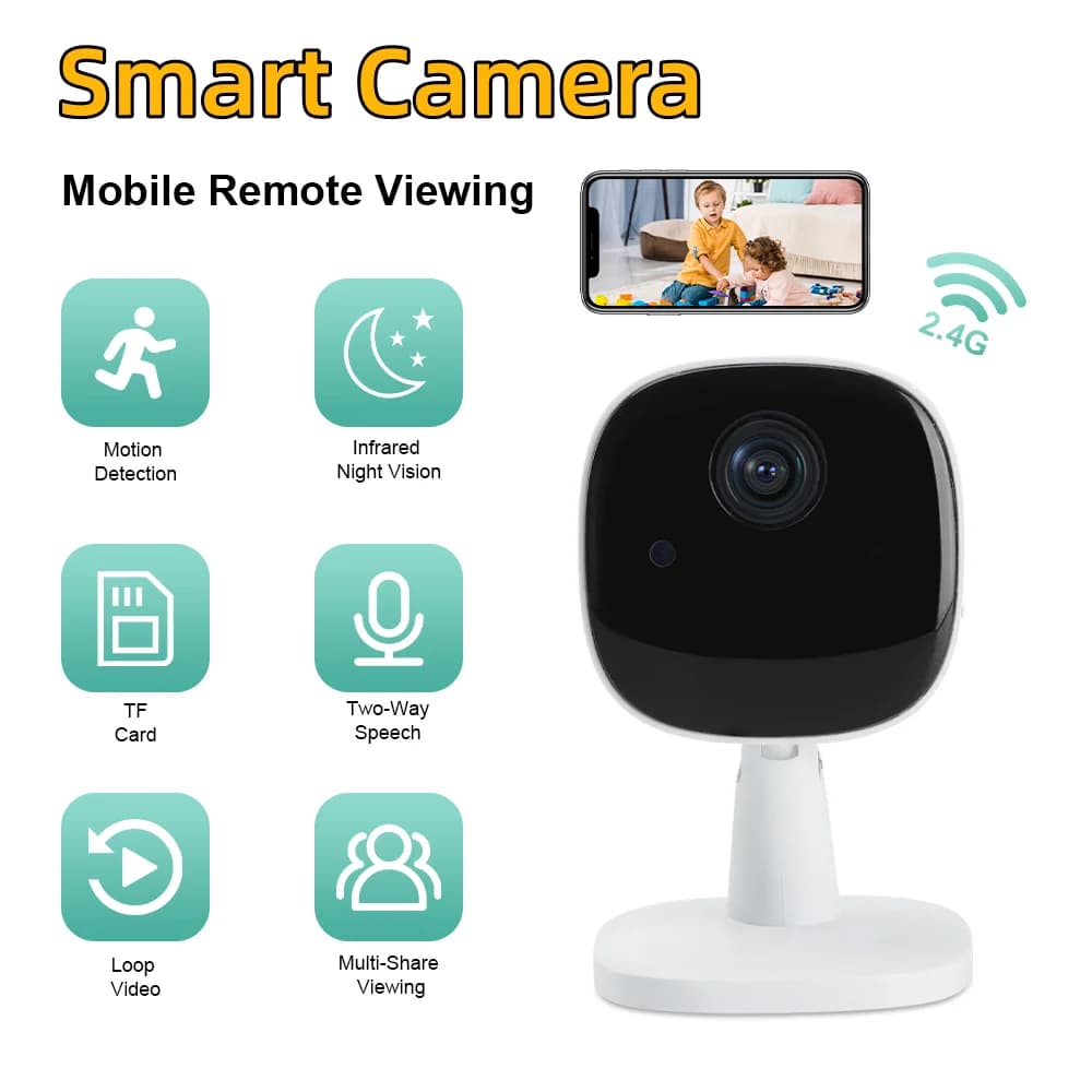 Telecamera di Rete WiFi HD Wireless per Interni ed Esterni, Videocamera ad Alta Definizione per Sport e Monitoraggio di Sicurezza