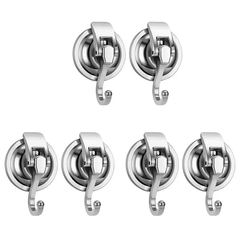 A36T-6Pack Heavy Duty Vacuum Suction Cup Wreath Hanger Silver-Plated Plished Hooks Reusable Without Punching For Towel