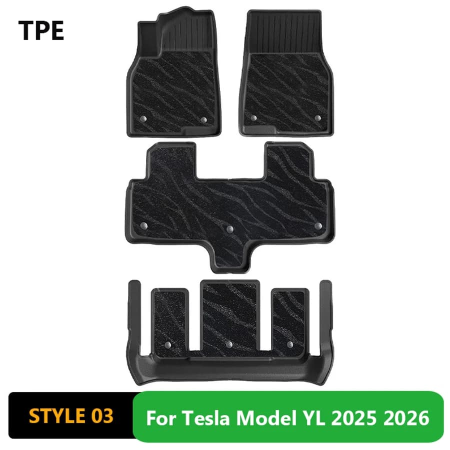 Tappetini Auto in TPE Resistenti all'Usura per Tesla Model YL 2025 2026 6 Posti, Accessori Interni Antiscivolo per Protezione