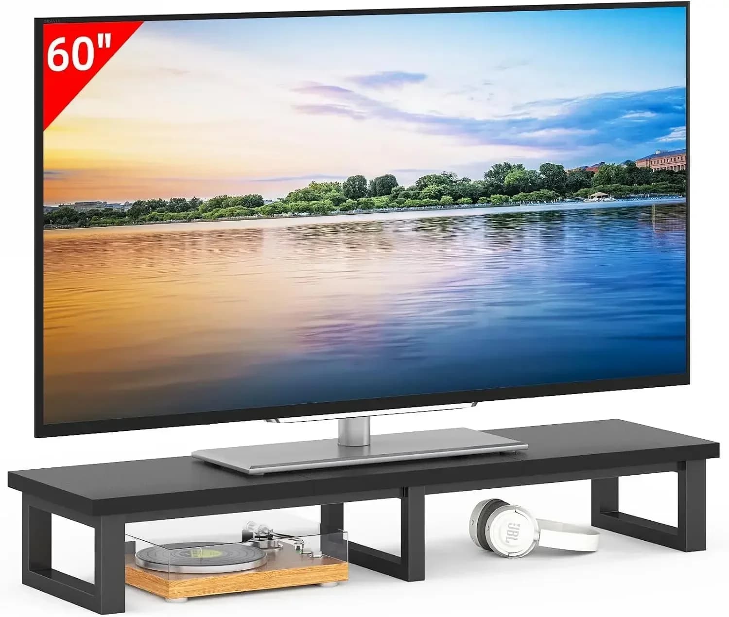Supporto TV da 45 pollici per TV da 32-60 pollici, supporto TV da tavolo con gambe in acciaio, supporto TV da tavolo per casa e ufficio, nero