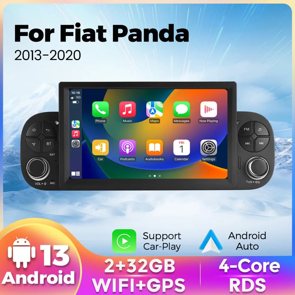Android 13 sistema intelligente autoradio per FIAT Panda 2013 - 2020 navigazione GPS lettore Video multimediale Touch Screen WiFi SWC sistema intelligente per autoradio carplay wireless android auto stereo bluetooth
