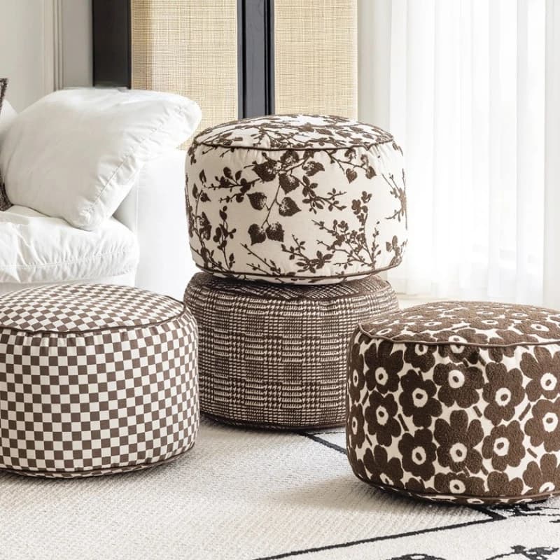 Mid-Century Floor Cushion, Breathable Meditation Pouf for Living Room, Soft Round Seat Pad for Sofa, Aesthetic Home Decor Accent
