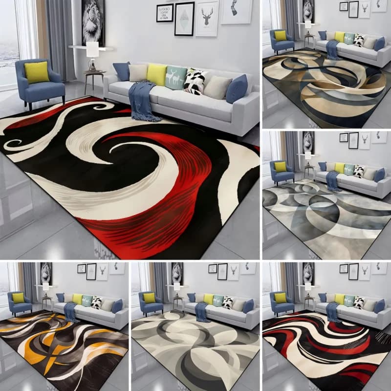 Rosso Nero Swirl Tappeto Casa Camera da letto Corridoio Decorazione del pavimento Tappetino di grandi dimensioni Tavolino antiscivolo Tappeto Bagno Lavabile Zerbino