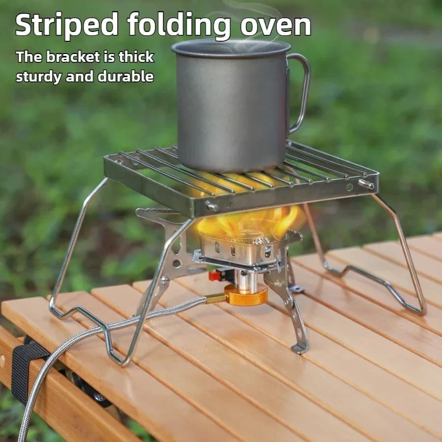 1PCS Outdoor Stainless Steel Stove Holder Camping Portable Folding Mini Barbecue Rack Pot Holder Baking Tray Holder