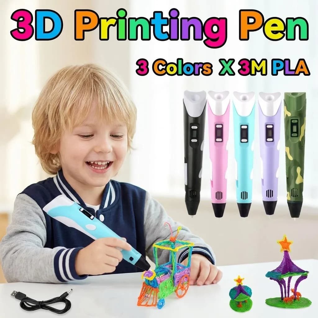Penna per Stampa 3D con Schermo LCD, Compatibile con Filamento PLA, Penna per Disegno Fai-da-Te Sicura per Bambini, Regalo di Natale e Compleanno
