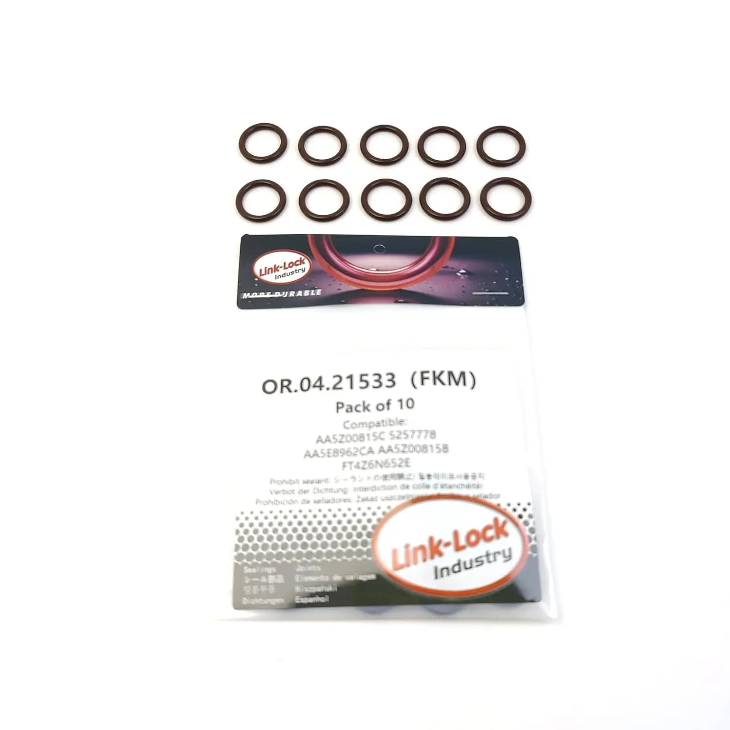 LINK-LOCK 10PCS OR.04.21533 Kit di guarnizioni O-Ring in FKM Viton per tubo di ritorno olio turbocompressore AA5Z00815C 5257778 AA5E8962CA AA5Z00815