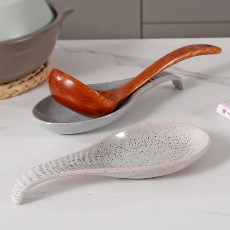 Ceramic Spoon Rest for Stove Top, Spoon Holder for Kitchen Counter, Farmhouse Cooking Utensil Holder for Spoons, Ladles, Spatula