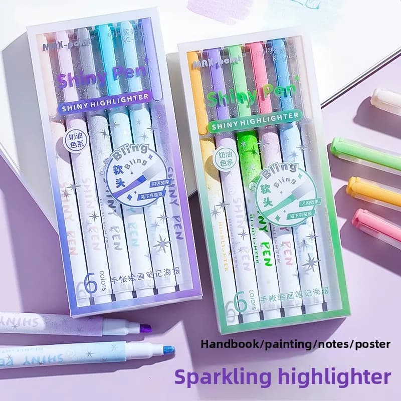 Evidenziatori Fluorescenti Glitterati per Studenti delle Scuole Elementari, Evidenziatori Colorati per le Scuole Medie, Penne Fluorescenti Scintillanti