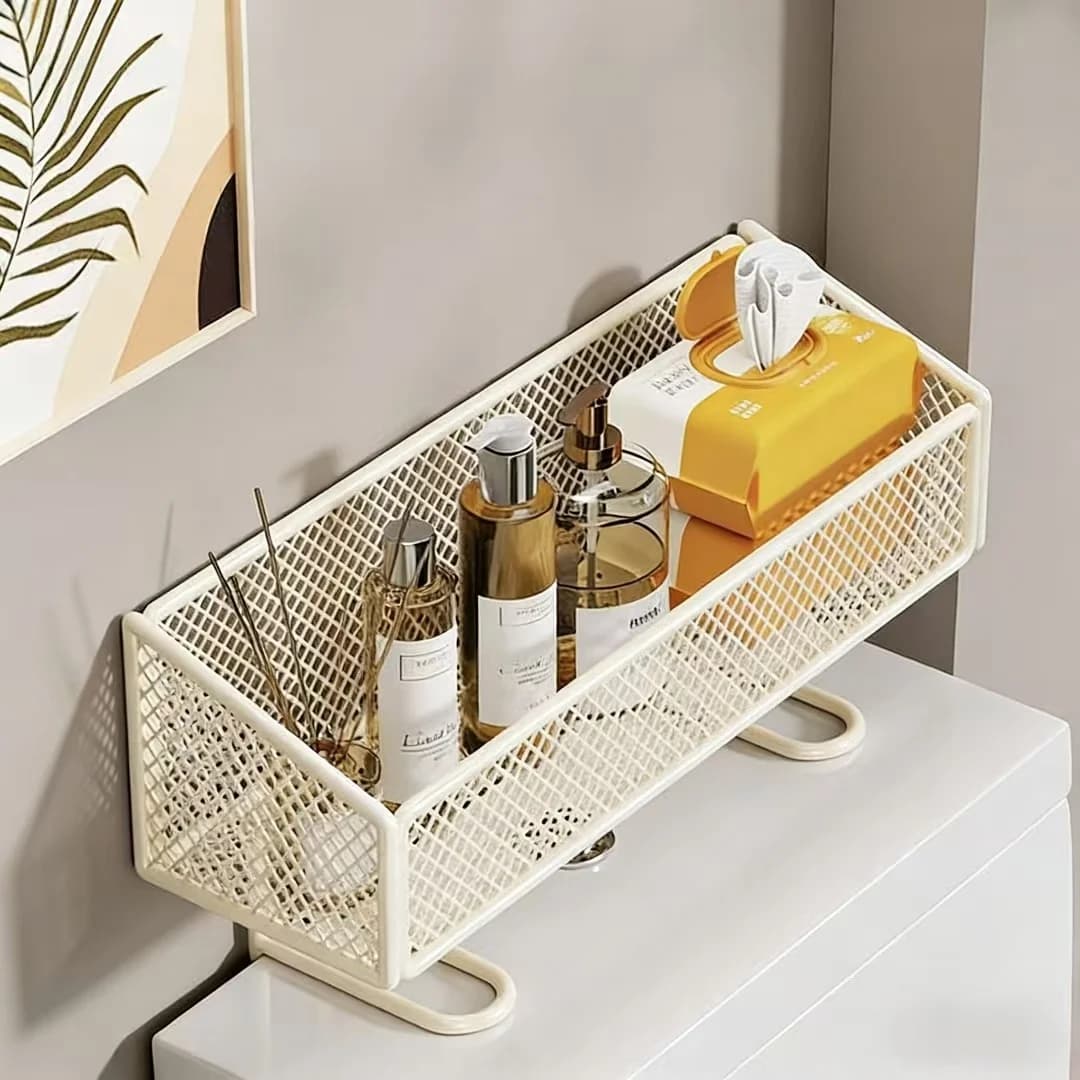 Multifunctional Home Bathroom Storage Rack, No-Drill Toilet Paper Shelf, Over-the-Toilet Organizer for Toiletries