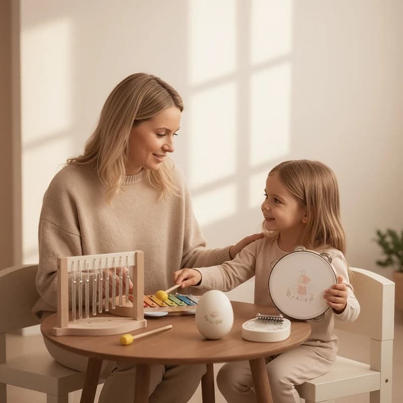 Giocattoli musicali per bambini Montessori Strumenti educativi in legno Strumenti a percussione per bambini Stazione musicale Regalo di compleanno per neonati