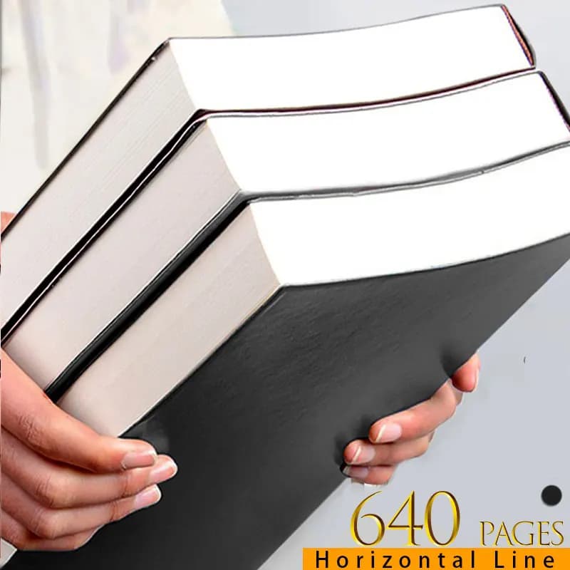 640 Page Ultra Thick Horizontal Line Business Office Stationery Diary Notebook A4/A5 PU Leather Business Work Notepad