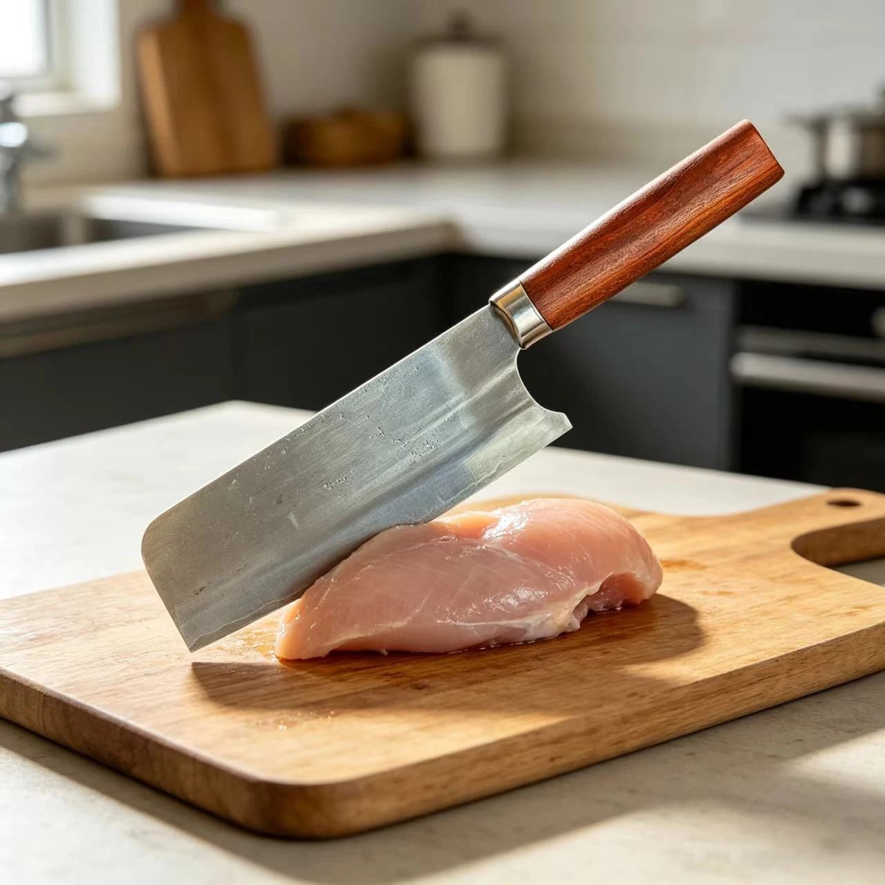Coltello Nakiri da 8 Pollici, Lama in Acciaio Stratificato a 3 Strati SKD11, Manico in Legno, Coltello da Chef per Affettare Verdure e Carne, Coltelli da Cucina Artigianali