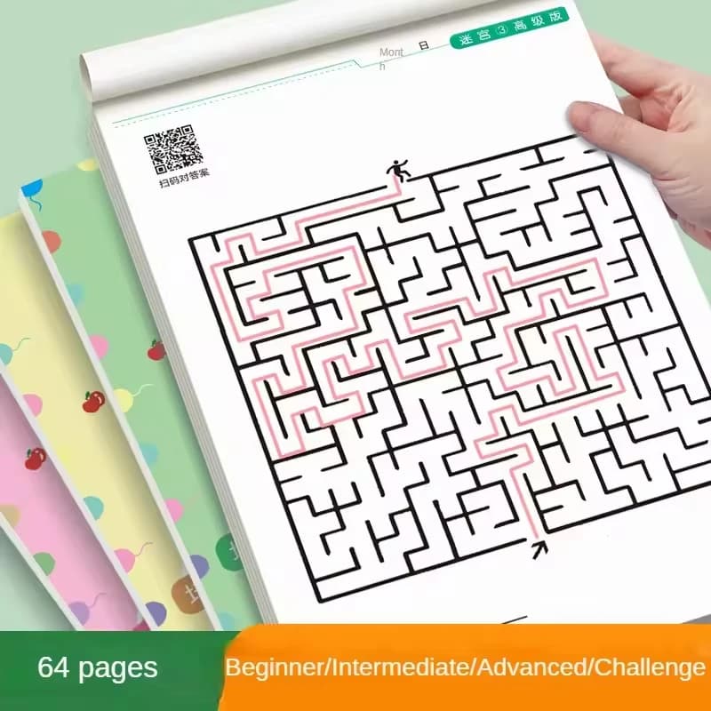 1/4 Pezzi Libro Gioco del Labirinto per Studenti, Allenamento della Concentrazione per Bambini, Sviluppo Intellettuale, Apprendimento Precoce, Giocattolo Educativo Puzzle, Regalo