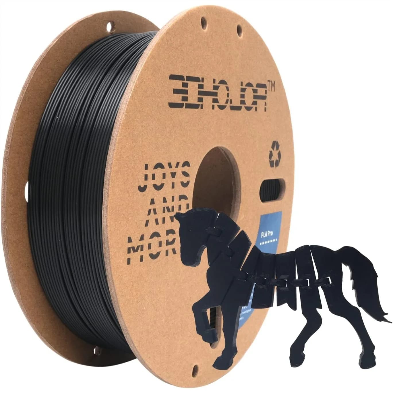 Filamento PLA Pro 1.75mm, 1kg per Stampante 3D, Filamento PLA+ con Precisione Dimensionale +/-0.03mm, Compatibile con la Maggior Parte delle Stampanti FDM, Nero