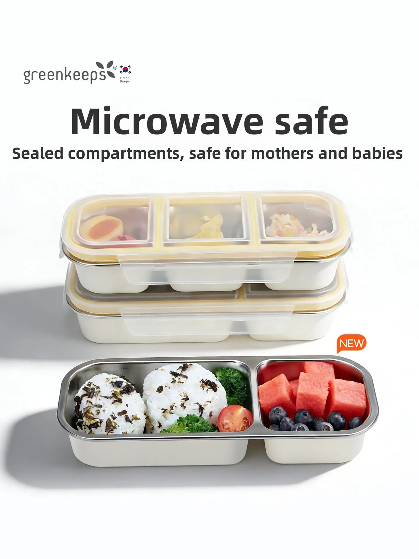 Contenitore per Pranzo in Acciaio Inox eenkeeps, Bento Box Quantitativo per Riduzione del Grasso, Adatto al Microonde