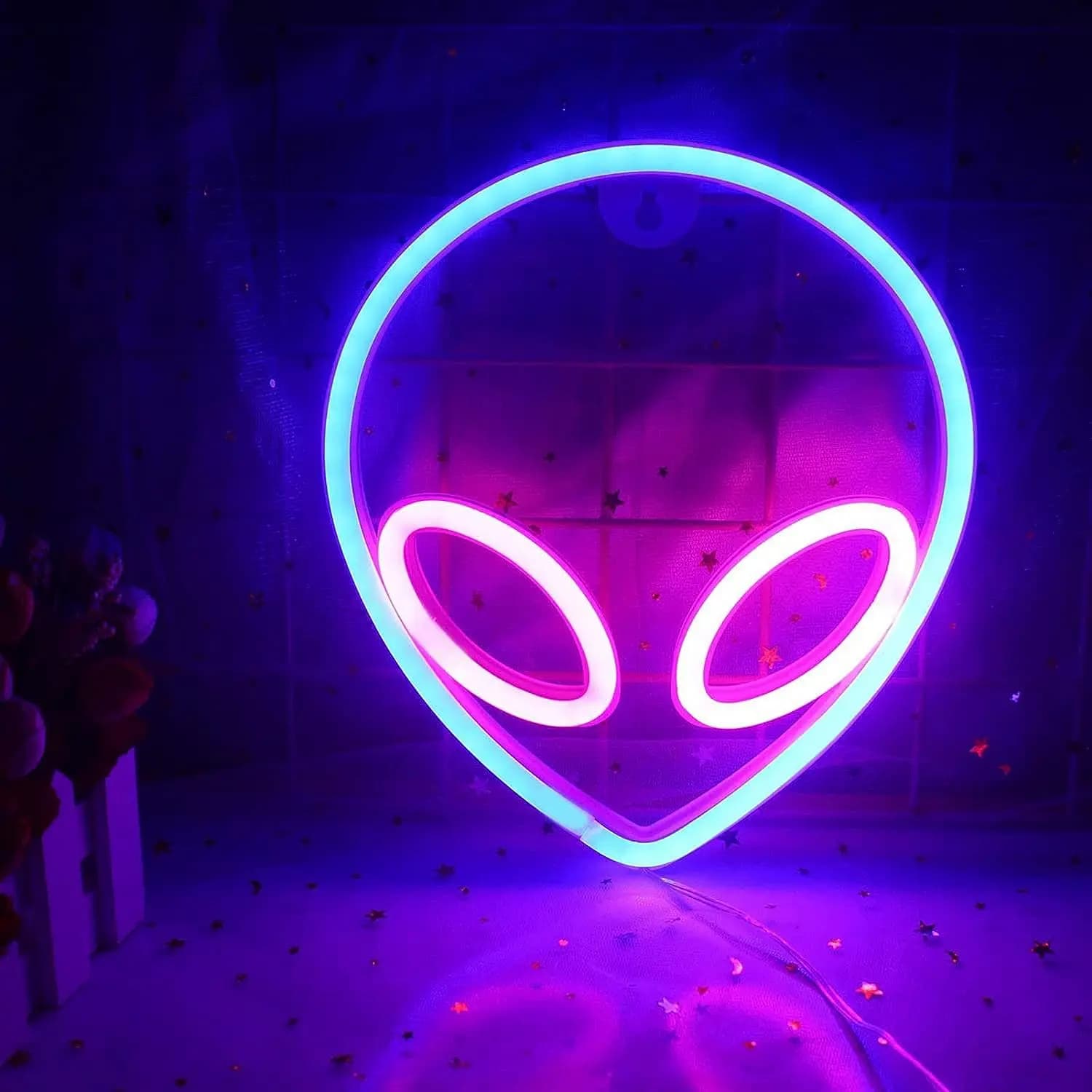 Pop 1PC Alien Neon Sign Decorazioni Luci al neon con USB o batteria Interruttore On/Off alimentato Cool Alien Light Insegne al neon per la camera da letto