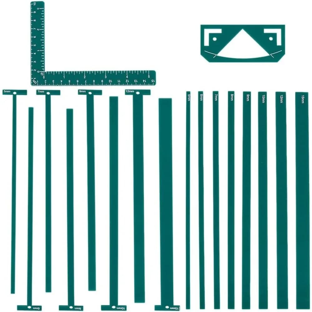 1 Set 18Pcs Flexible Acrylic Bookbinding Templates Book Binding Package Teal Bookbinding Easy Scrapbooking Tool T-Shaped Rulers