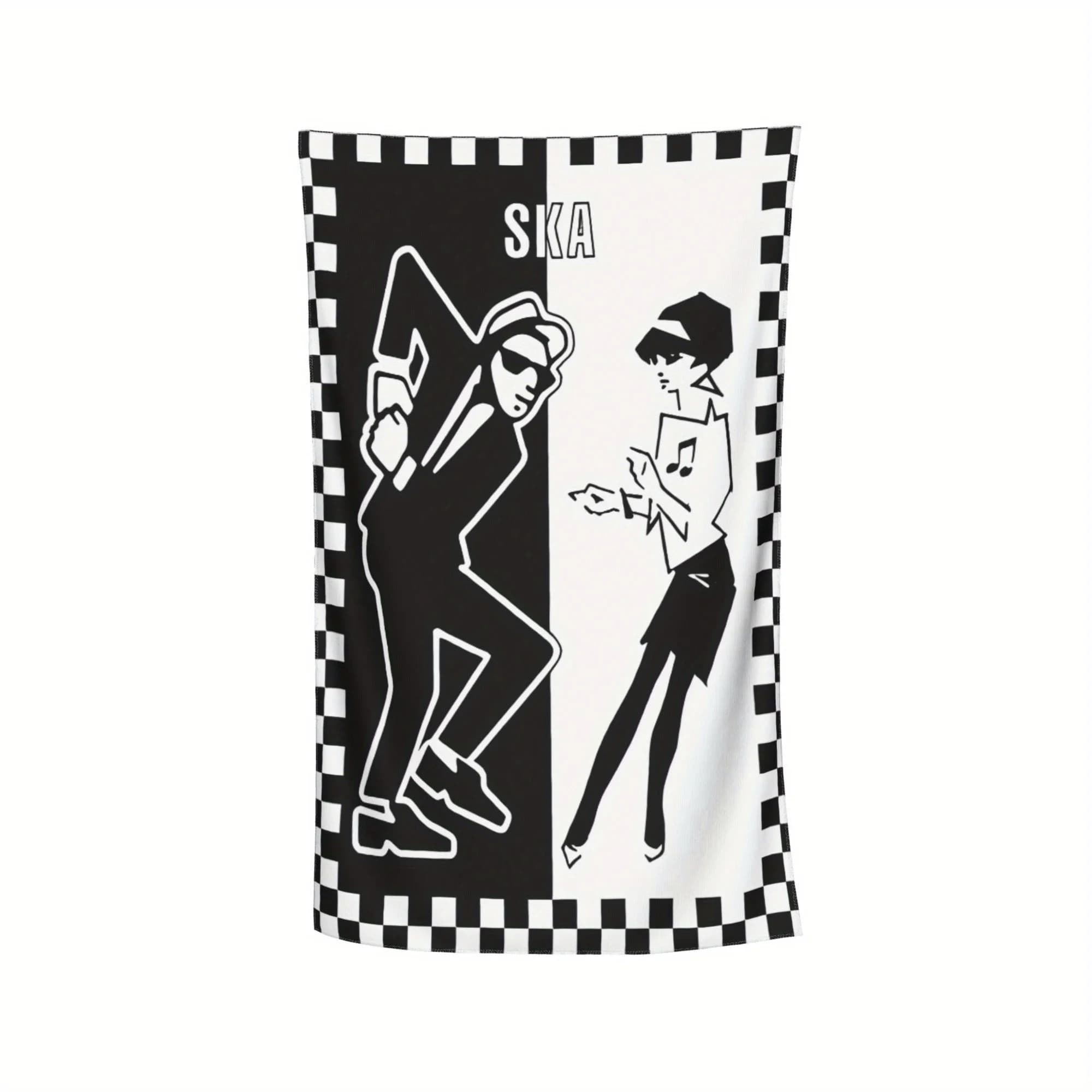 Asciugamano da spiaggia Ska Retro Two Tone Dancing, con protezione solare e antivento, adatto per piscina, campeggio, viaggi, coperta da viaggio