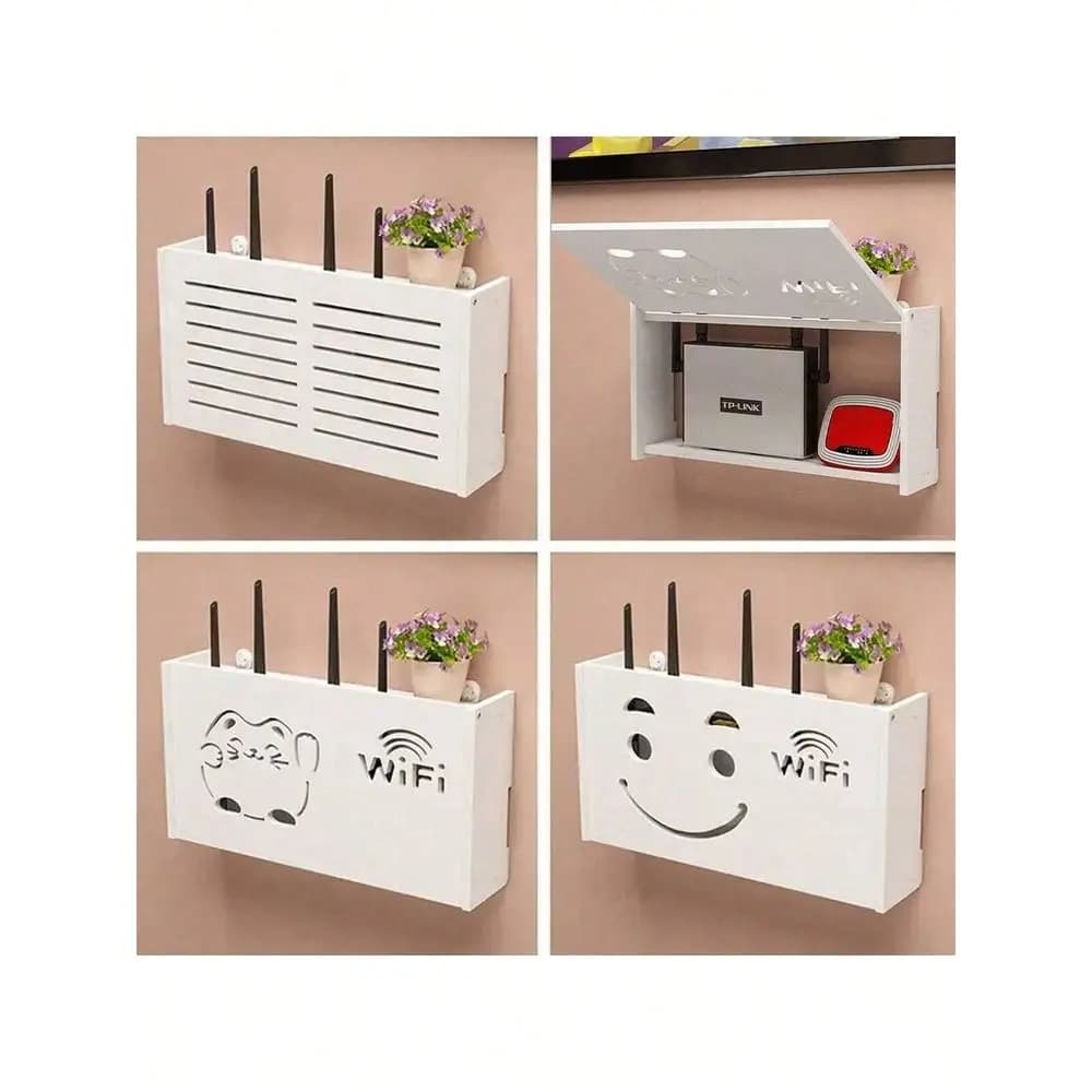 NoDrill TV Box Wall Mount Shelf, WallMounted Storage Rack For Router, WiFi, With Cable Management And Heat Dissipation