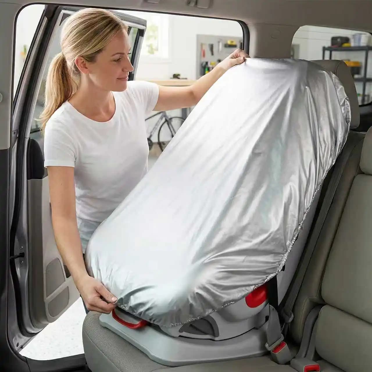1 Pezzo Parasole Argento per Seggiolino Auto Neonato, Blocca Calore e Raggi UV, Accessori Universali da Viaggio per Bambini