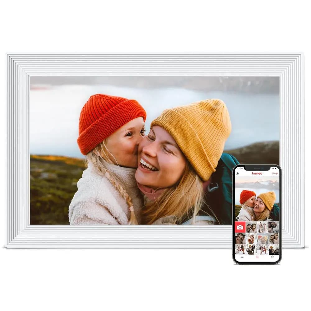 Cornice portafoto, cornice digitale Frameo da 10,1 pollici con WiFi, touchscreen HD IPS 1280x800, 32 GB di memoria, condivisione istantanea di foto e video, Sma