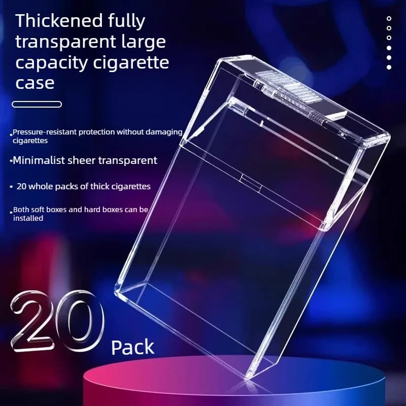 Sliding cigarette box with transparent tipping cover Portable soft and durable waterproof cigarette case Pack of 20 smoking tools