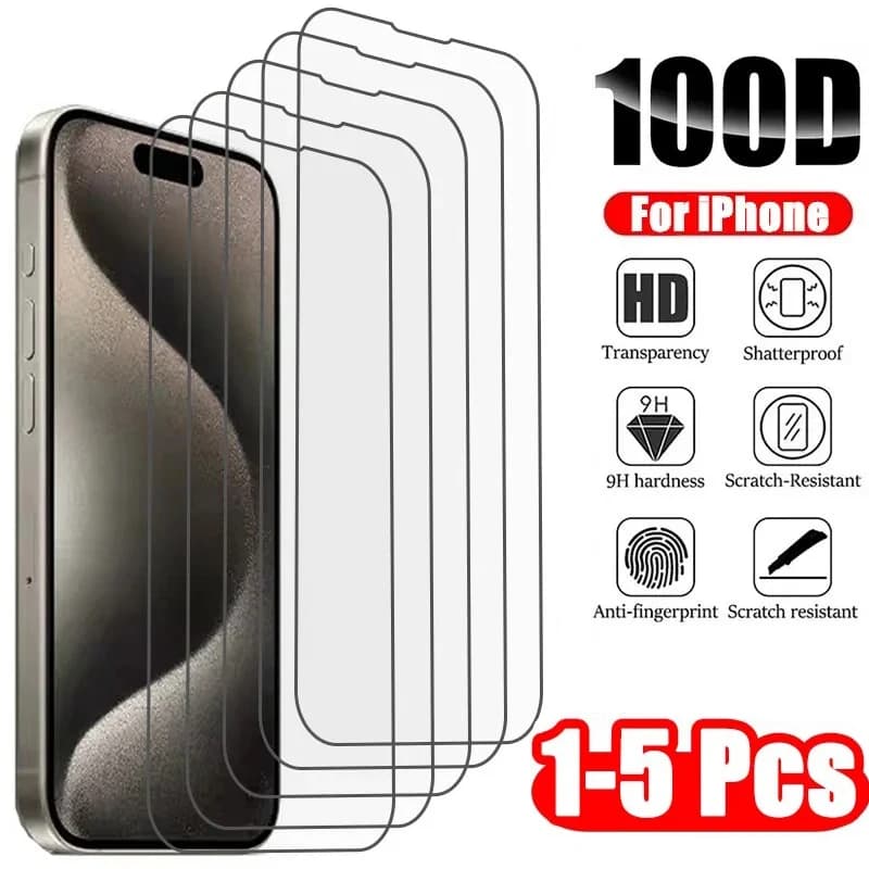 1-5 pieces tempered glass for iPhone 16 15 14 13 12 11 Pro Max screen protection for IPhone 7 8 SE XS XR glass protective film