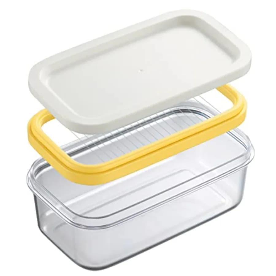 Butter Dish with Lid, Plastic Rectangle Butter Keeper with Cutter for Easy Cutting and Storage, Butter Container Butter Box Cas