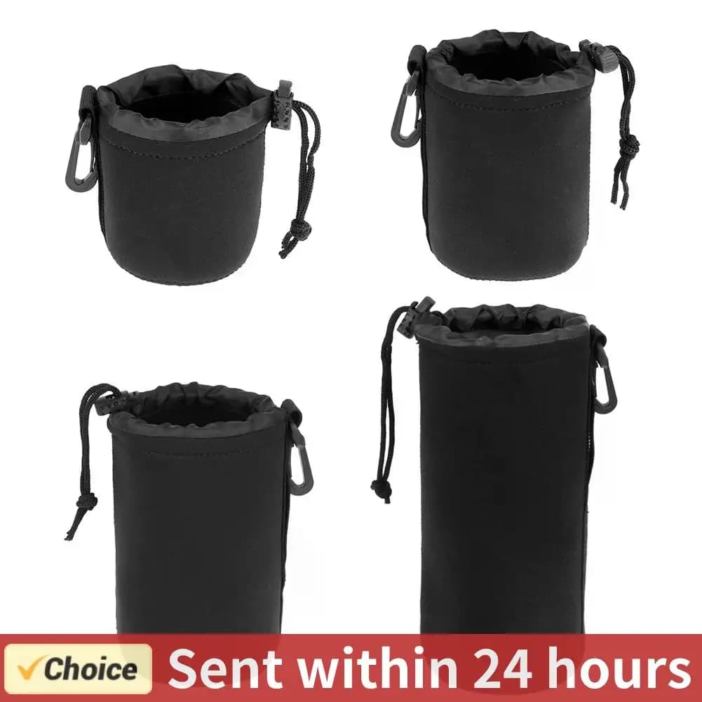 1 pz Borsa per obiettivo fotografico Custodia per obiettivo fotografico Zaino impermeabile in neoprene Custodia protettiva con coulisse per la maggior parte delle fotocamere reflex digitali