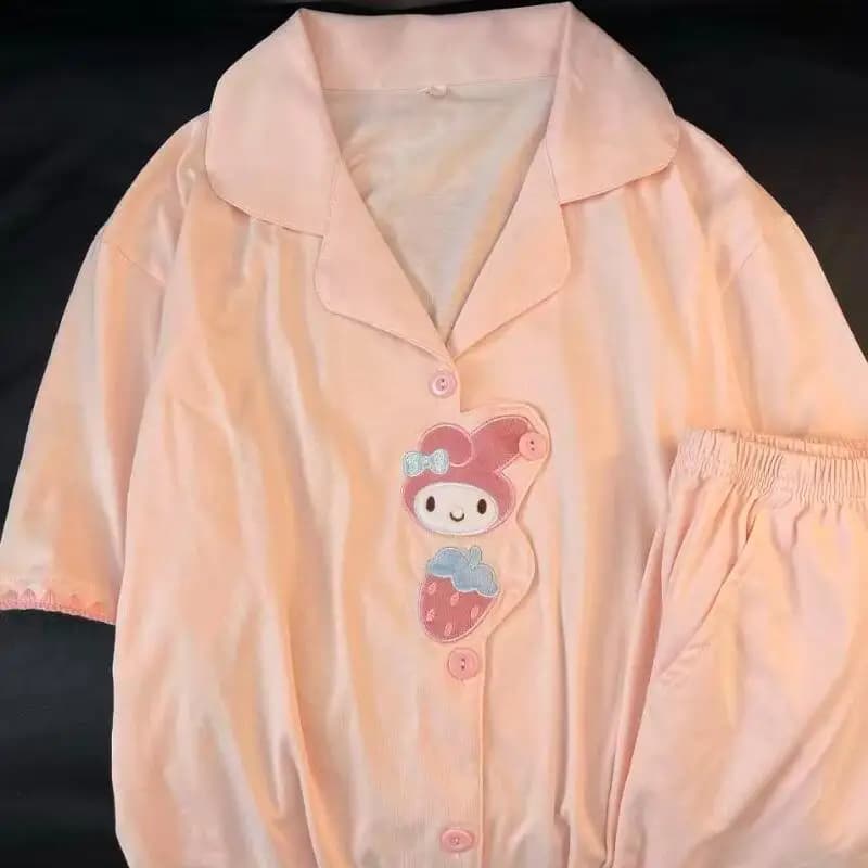 Pigiama in Puro Cotone per Ragazze My Melody, Stile Estivo Sanrio, Maniche Corte e Pantaloncini, Carino e Dolce, Abbigliamento da Casa per Studentesse