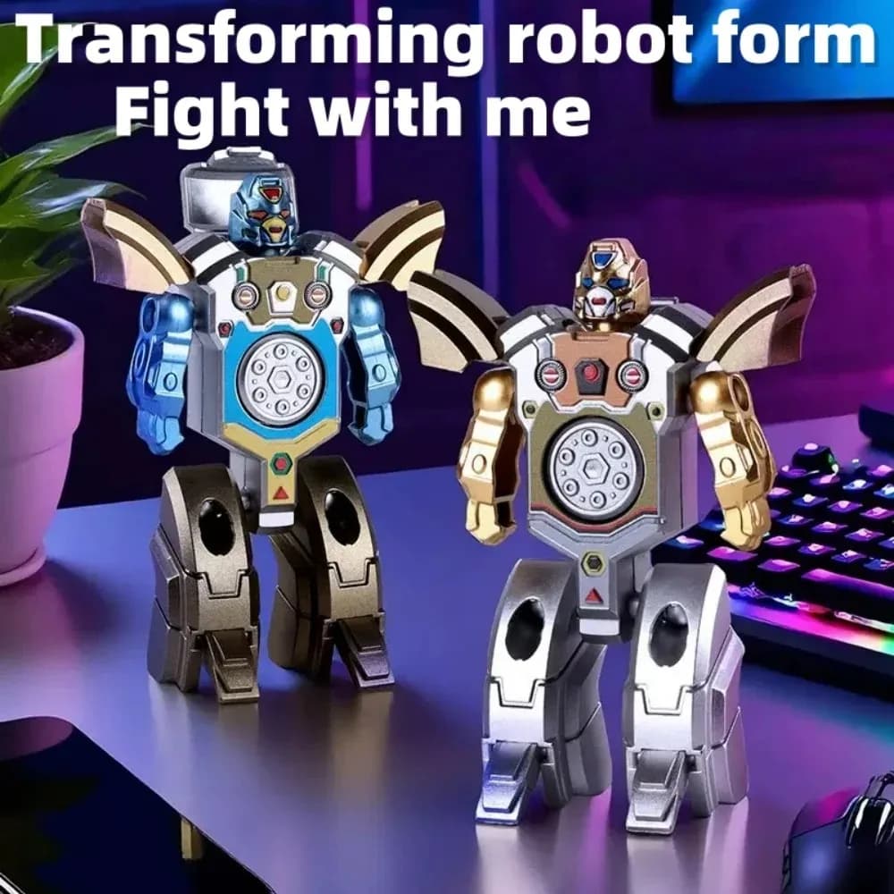 Robot Fidget Spinner trasformante 2 in 1, giocattolo con dita in metallo per alleviare lo stress, modello di action figure cool per ragazzi e bambini