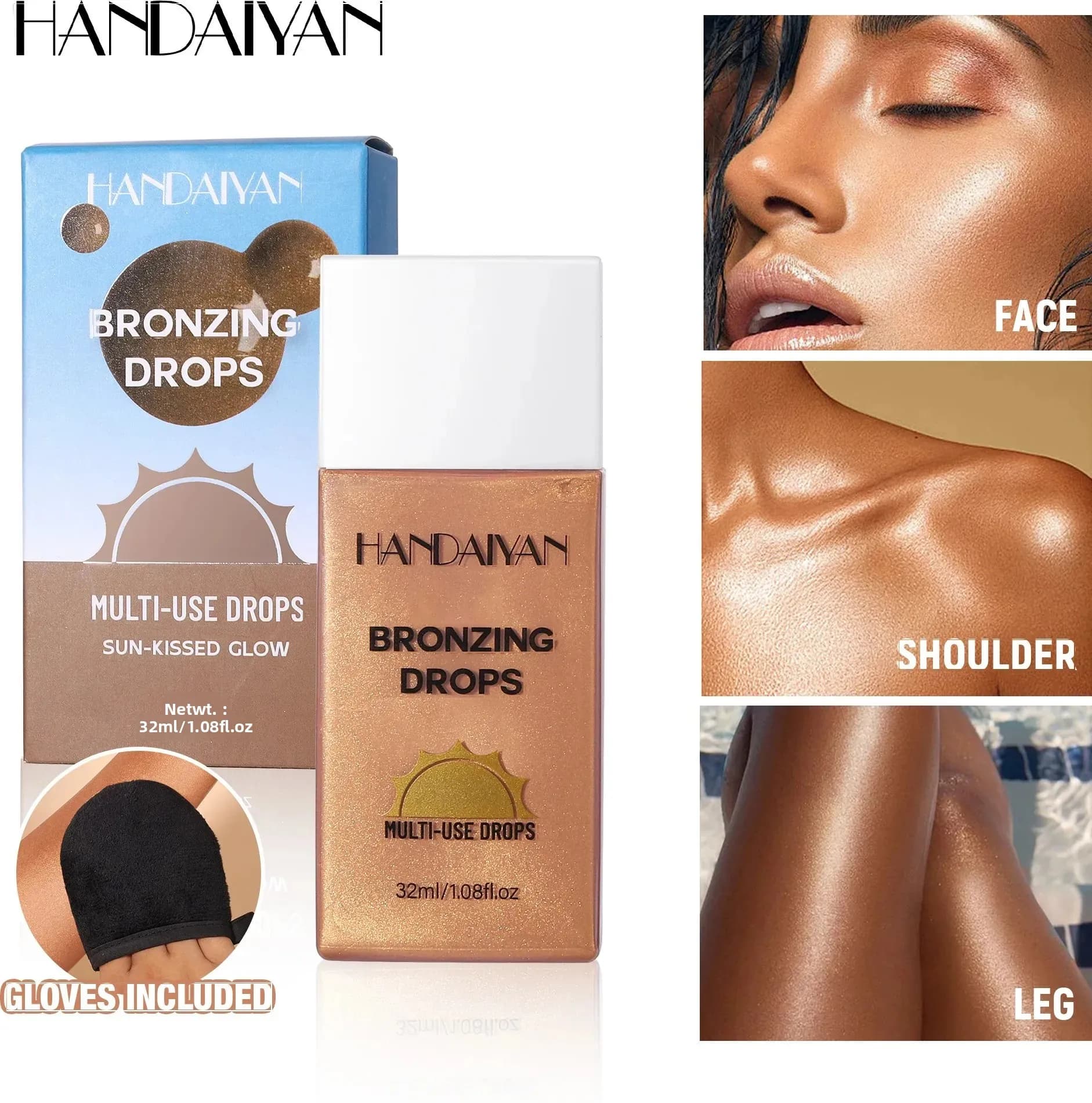 Crema abbronzante per trucco liquido abbronzante opaco impermeabile per il controllo dell'olio per il corpo idratante lucentezza perlescente finitura della pelle setosa