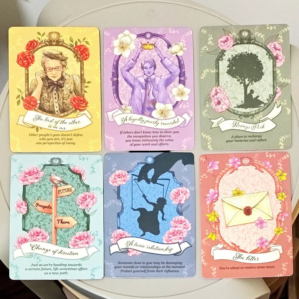 Mazzo di Carte Oracolo di Jane Austen: Set di Divinazione Letteraria da 40 Carte 10,5*7,5cm, Carte dei Tarocchi con Illustrazioni in Stile Regency