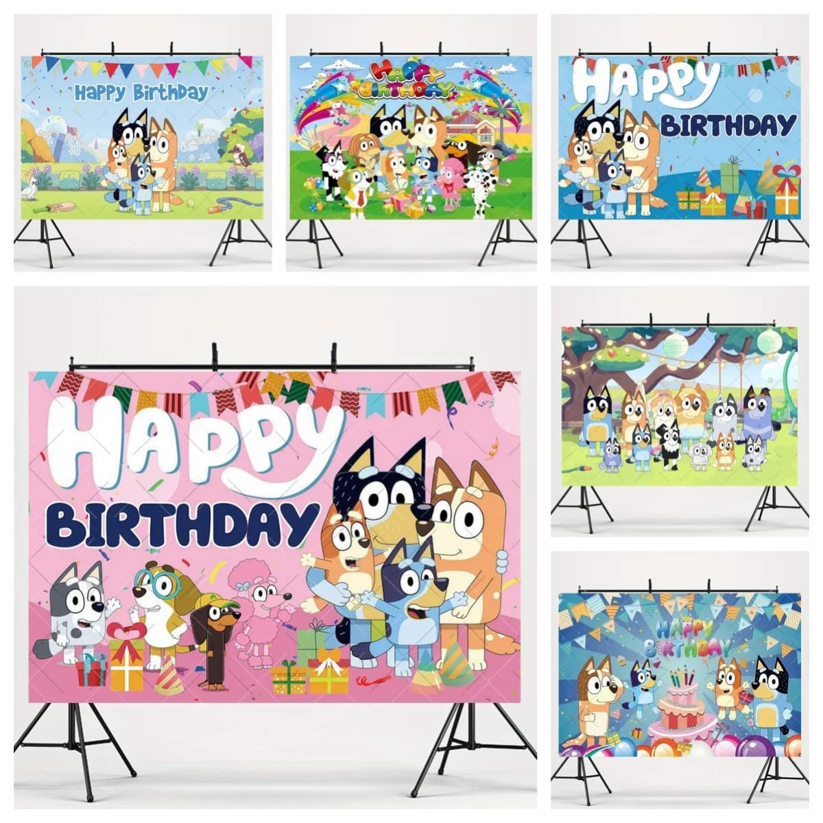 Sfondo Fotografico Bluey Dog per Feste di Compleanno Bambini e Bambine, Striscione in Vinile Poliestere, Sfondo per Baby Shower, Fotografia
