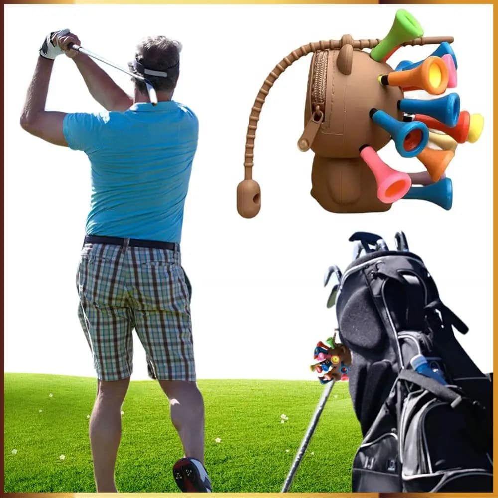Porta Tee da Golf a Forma di Orso Carino, Contiene 1 Pallina da Golf e 17 Tee, Borsa per Palline da Golf, Accessori Divertenti per Golf per Uomini e Donne