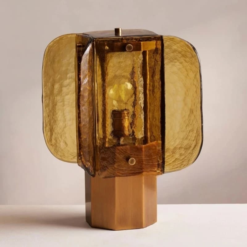 Vintage-style artistic desk lamp: Handmade glass amber desk lamp for bedroom, living room, study