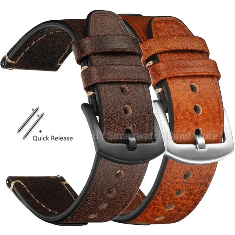 Vintage Leather Watch Bands 18mm 20mm 22mm Quick Release Bracelet Waterproof Sport Wrist Band Stitching Cowhide Men Wrist Strap
