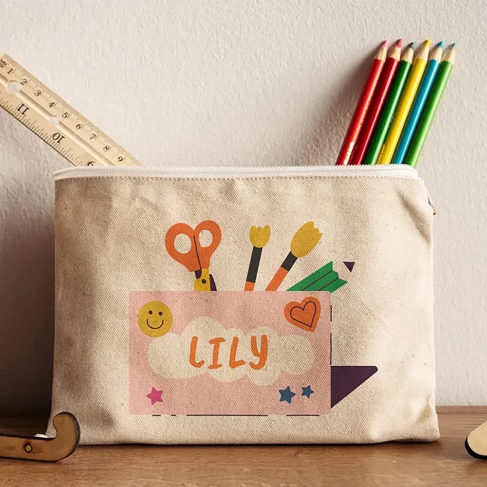Astuccio personalizzato in tela per il ritorno a scuola, regalo di ringraziamento, regalo di compleanno per bambini, materiale scolastico per insegnanti, borsa per riporre articoli di cancelleria