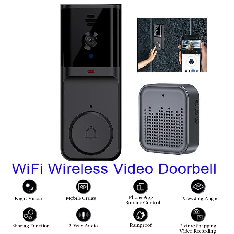 Tuya WiFi Wireless Video Doorbell Two-Way Intercom Infrared Night Vision Mobile APP Remote Control Home Surveillance Door Bell