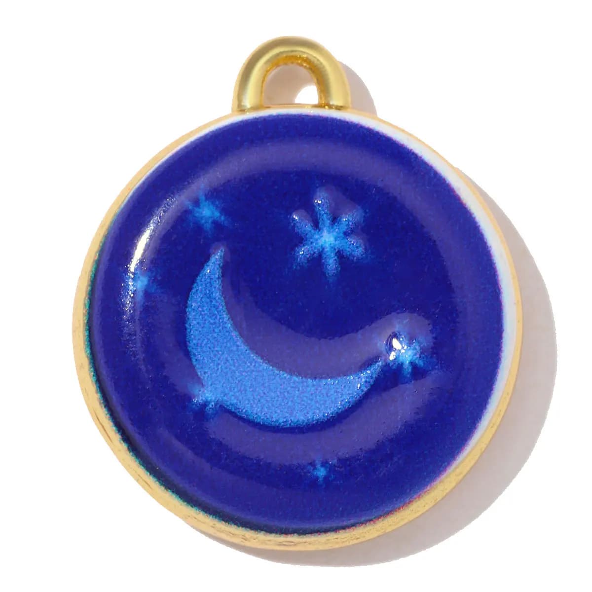 3pcs/Lot Copper Enamel Evil Eye House DIY Earring Charms Pizza Star Moon Necklace Pendants Women Round Jewelry Wholesale