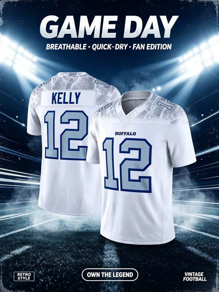 2026 New Men Women No.17 Josh Allen Buffalo Bills Jersey White V-Neck Breathable Short Sleeve Sports Jersey Fans Family Kids Tee