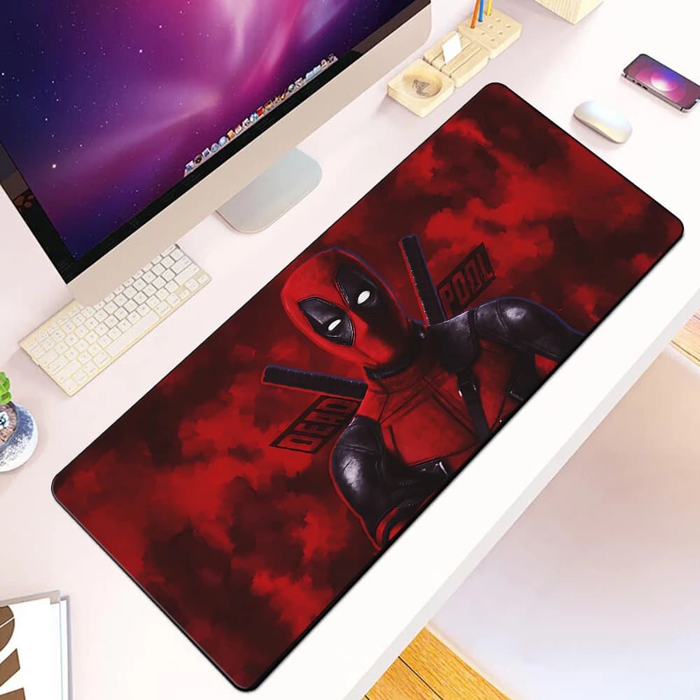 Divertente tappetino per mouse rosso con stampa HD per computer, tappetino per mouse antiscivolo con bordo bloccabile per giocatori, tappetino per tastiera PC XXL90x40 cm