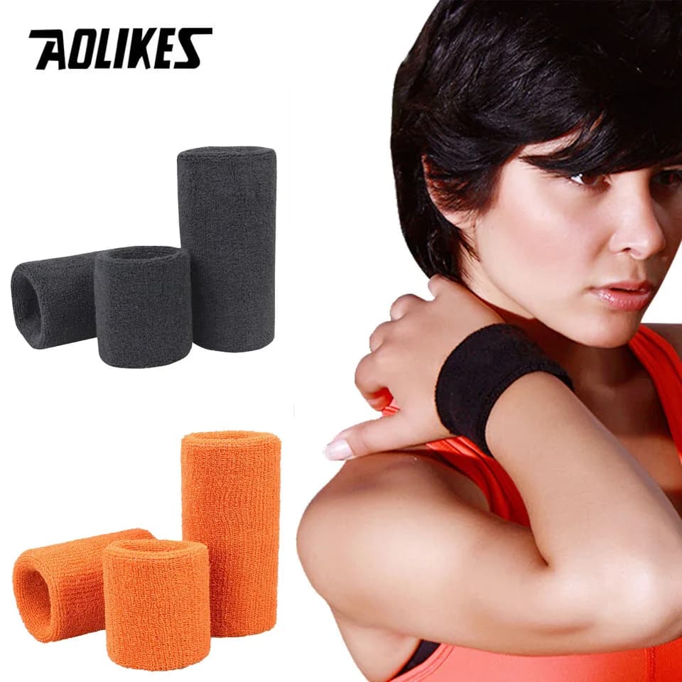 AOLIKES 2 pezzi asciugamano sportivo braccialetti Tennis fasce antisudore protezione da polso per basket pallavolo padel Fitness polsino avvolgente da polso