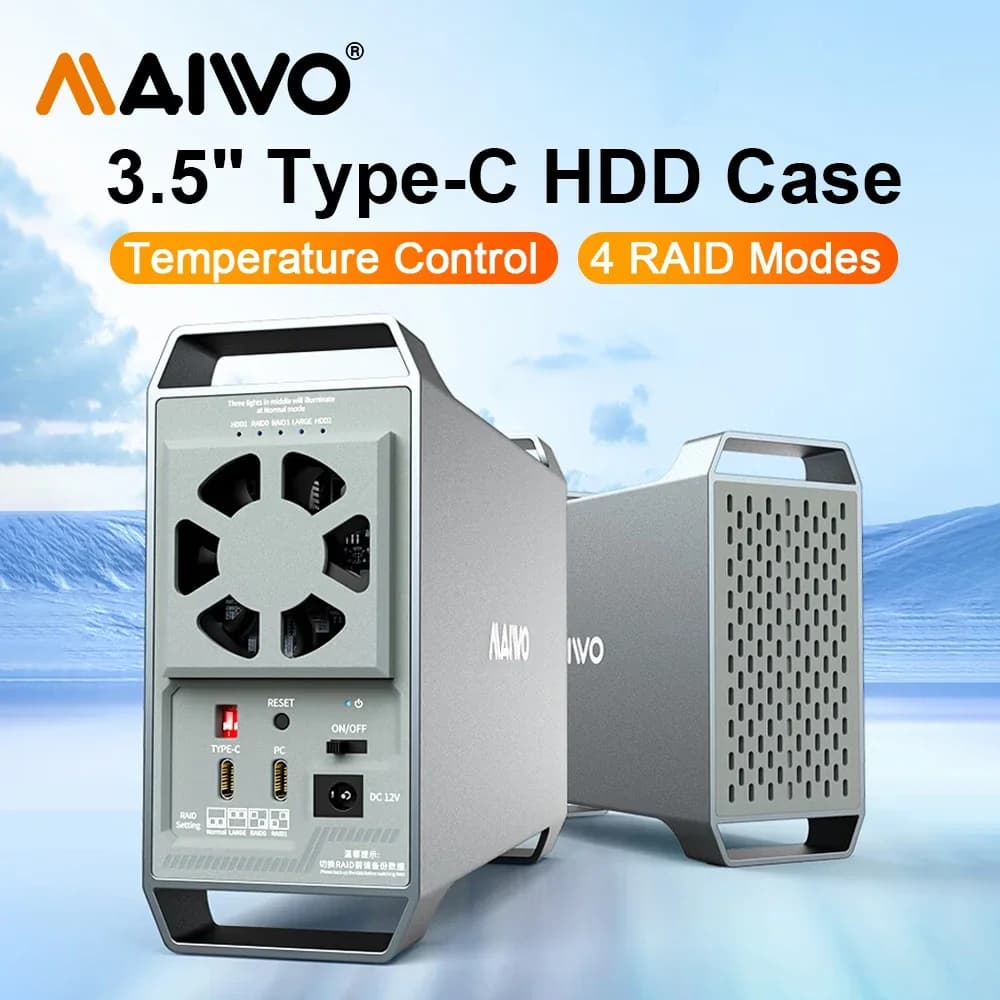 MaiWO Docking station per disco rigido esterno Dual Bay da 10 Gbps per SSD HDD da 2,5 3,5 pollici con duplicatore di disco rigido 4 funzioni Raid