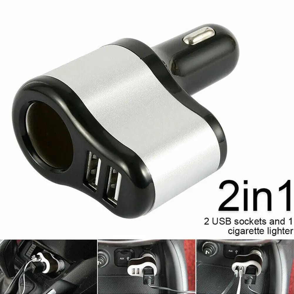 120W 2 In 1 Car Charger 12V-24V Double USB Power Adapter Fast Charging Car Lighter Socket For Most Car Accessories M0S2