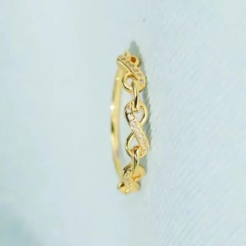Anello con zirconi in stile europeo e americano con design semplice, temperamento elegante, accessorio per gioielli di moda di lusso leggero francese