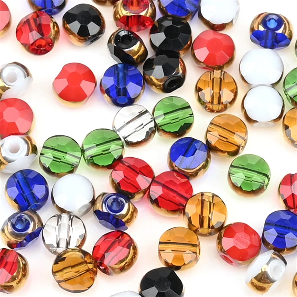 Perline rotonde in vetro ceco con bordo color oro da 4 mm per orecchini con bracciale in cristallo fatti a mano Creazione di gioielli fai da te 72 pezzi/lotto