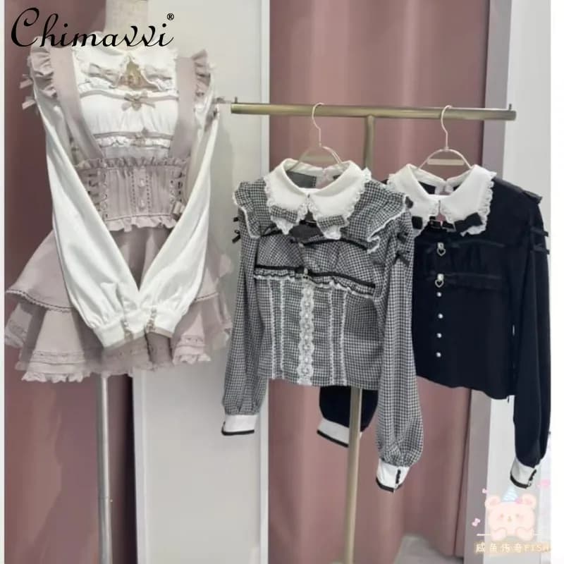 Nuova Camicia Lolita in Stile Giapponese di Liz, Serie Mine Primavera 2026, Blusa Dolce da Ragazza con Cintura Traforata e Maniche Lunghe