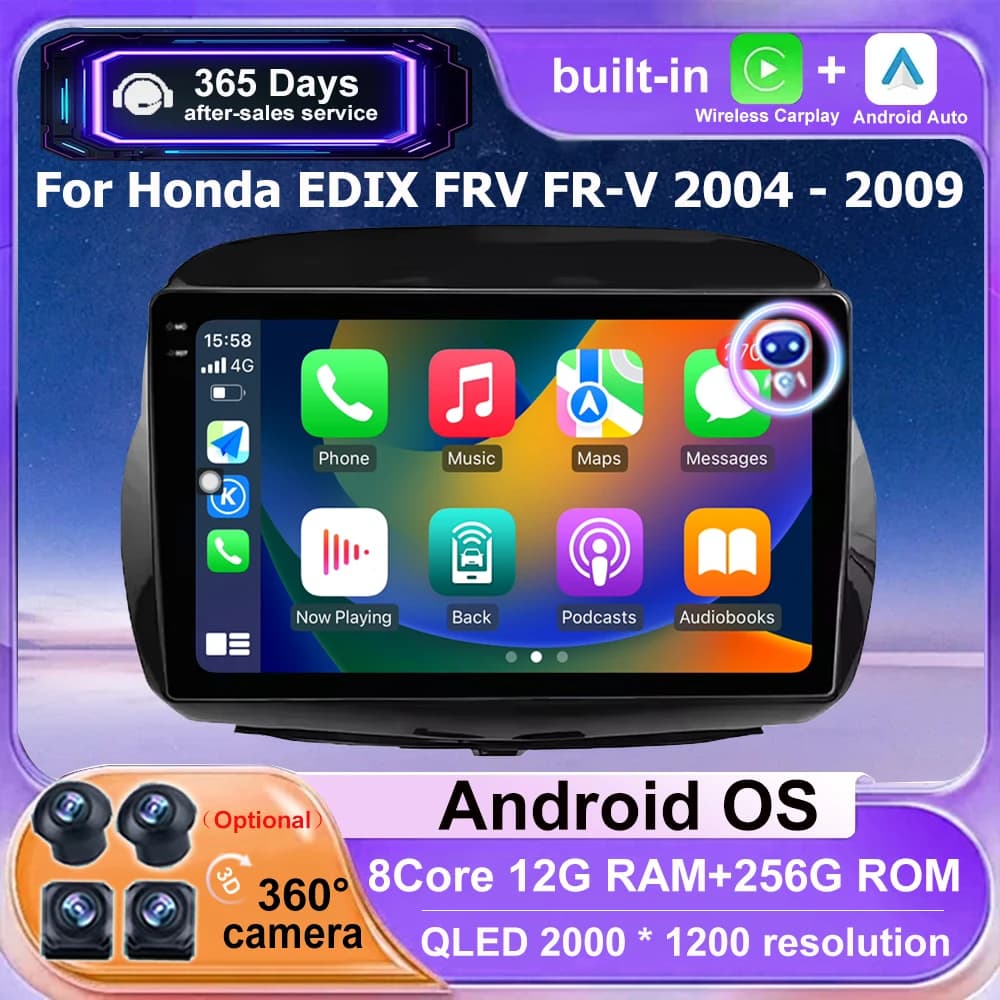 Android 16 Auto Per Honda EDIX FRV FR-V 2004 - 2009 Autoradio Lettore Video Multimediale Navigazione GPS Stereo Bluetooth DSP 10''